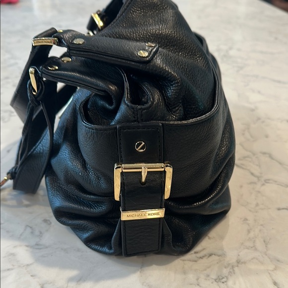 Michael Kors Black Shoulder Bag with Gold Accents - Picture 7 of 9